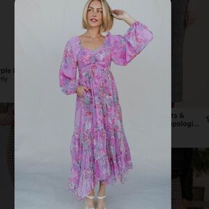 Shop Henly dress flowy smocked L shimmery purple semi-formal